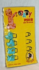NEW IN PACKAGE SET OF 4 VINTAGE BABY PINS HORSE BRAND DUCKS