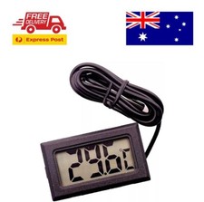 Digital LCD Thermometer for Fish Tank / Aquarium - C  / F  - Black - 1m Cable