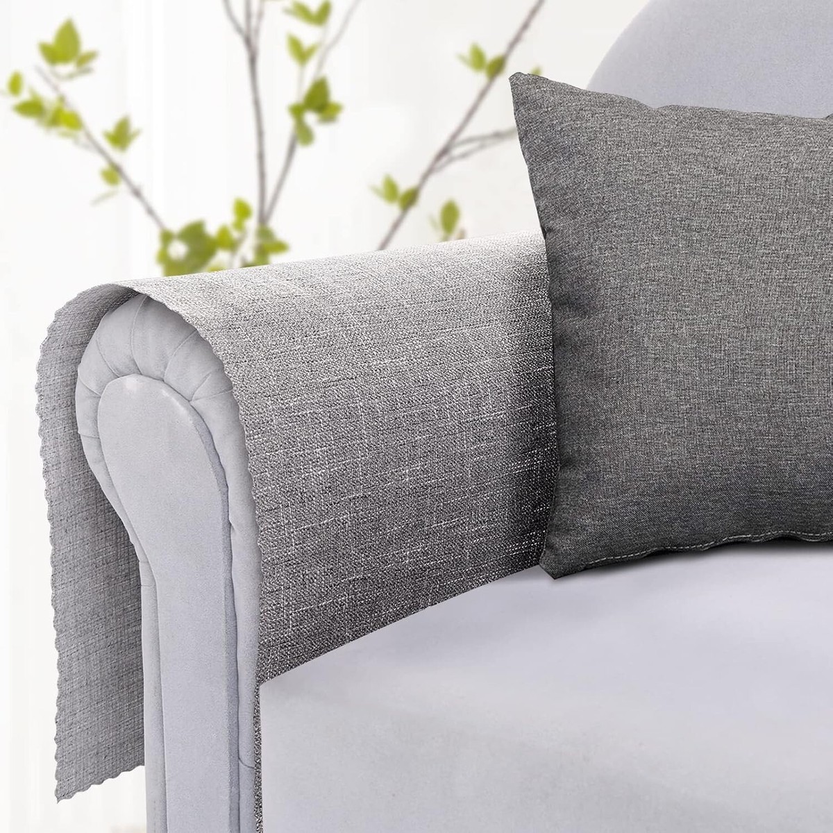Naturoom Armchair Cover for Arms Sofa Arm Covers Faux Linen Set of
