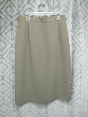 Ingenuity Skirt Size 8 Green Back Button Zipper and Slit Lined Career Business 