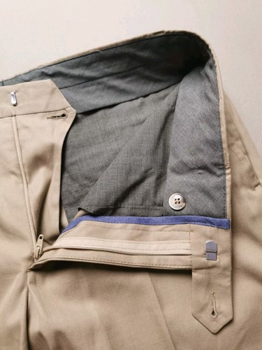 HACKETT LONDON Mens UK W32 Plain Cotton Lightweight Trousers Beige Tailoring Req - Picture 10 of 18