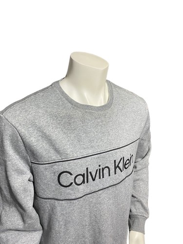 Calvin Klein Men's Pullover Casual Sweater Size Adult XL Gray Long Sleeves Logo - Picture 6 of 14