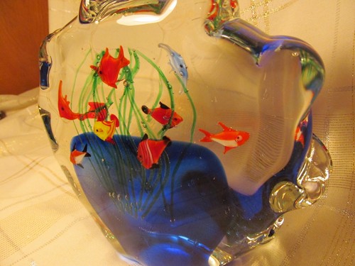 MURANO ART GLASS 8 LB. AQUARIAM VIELE FISCHE AUF BEIDEN SEITEN SCHÖN! - Bild 5 von 22