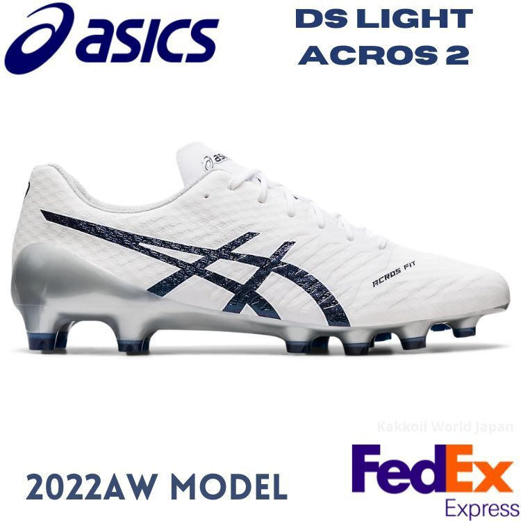 ASICS Soccer Cleats Shoes DS LIGHT ACROS 2 White/Midnight 1101A046 100 NEW!!