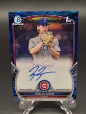 2023 1st Bowman Chrome Prospect Blue Lunar Crater Ref #'d  /150 Ben Brown Auto