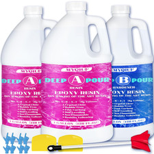 Deep Pour Epoxy Resin, 3 Gallon 2-4" Pour Depths Epoxy Resin Kit Crystal Clear H