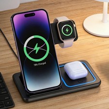 Foldable 3 in 1 Wireless Charging Station for Iphone 17 16 15 14 13 12 Pro Max