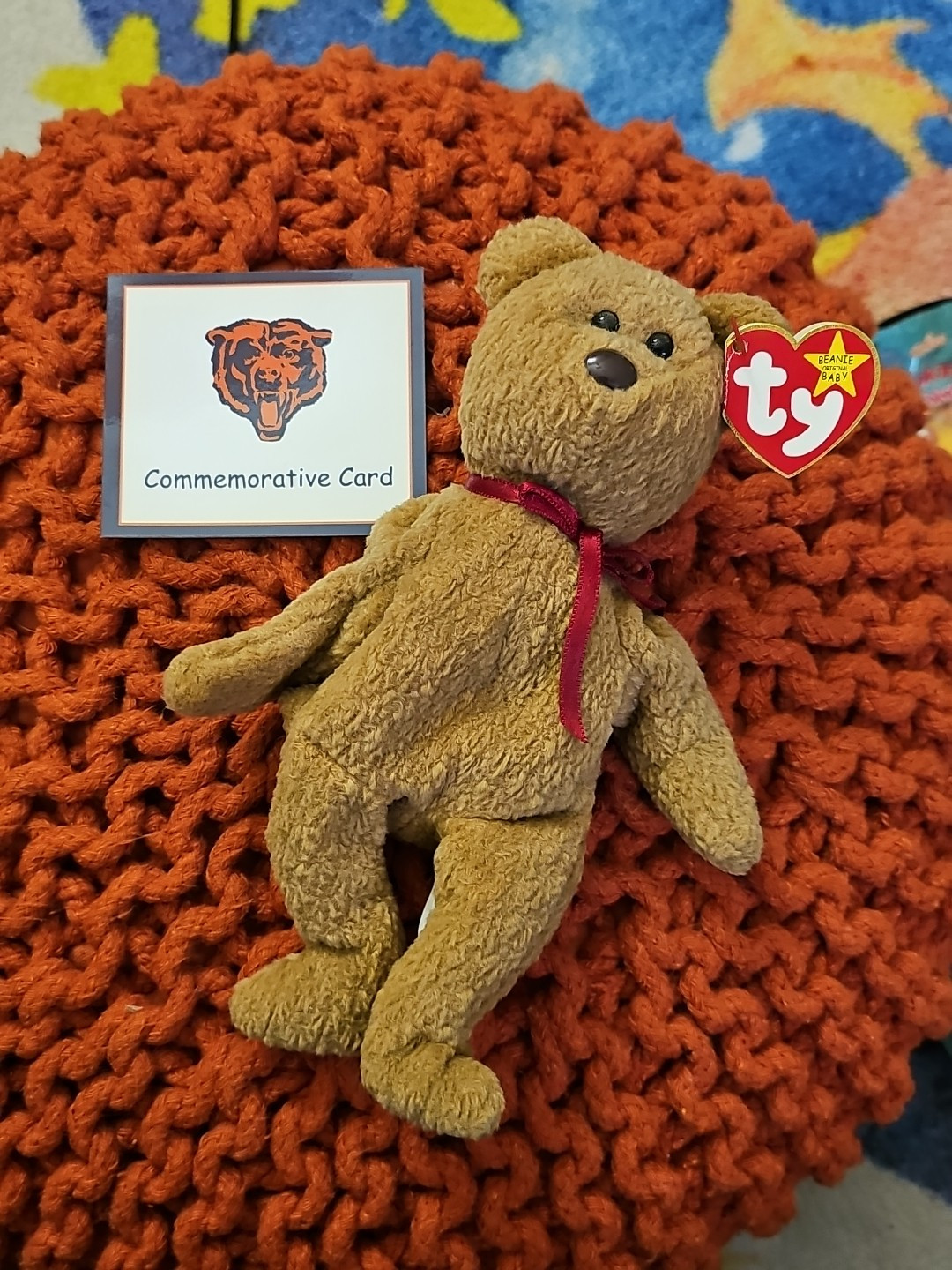 CHICAGO BEARS SGA TY BEAR PLUSH CURLY TEDDY GAME DAY 12/20/98 1998 BEANIE BABIES