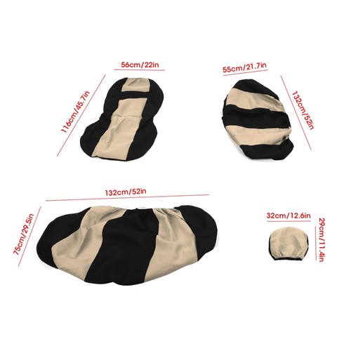 Ι Beige Black 9pcs Auto Cover Protector Set Breathable Dustproof Accessory - Picture 5 of 12