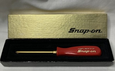 SnapOn Gold Plated  Compliments Of Snap-On  Screwdriver Tool With Box