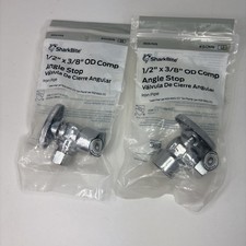 2x  1/2" Pex X 3/8" OD SHARKBITE STYLE Angle STOP VALVE 1/4 TURN