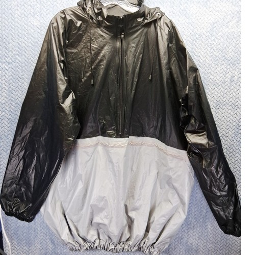 Golds Gym Sauna Suit Top Black Silver Hooded Half Zip Jacket Mens XL 2XL