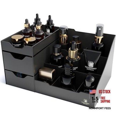 Large Vanity Organizer - Countertop Mens Organizer With Drawers for Black