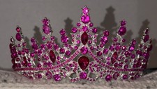 Pink Silver Princess Tiara Crown Costume Accessory for Adults One Size