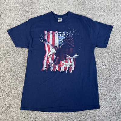 #ad #ad Tractor Supply Shirt Mens M Blue Patriotic Eagle American Flag Heavyweight $11.99