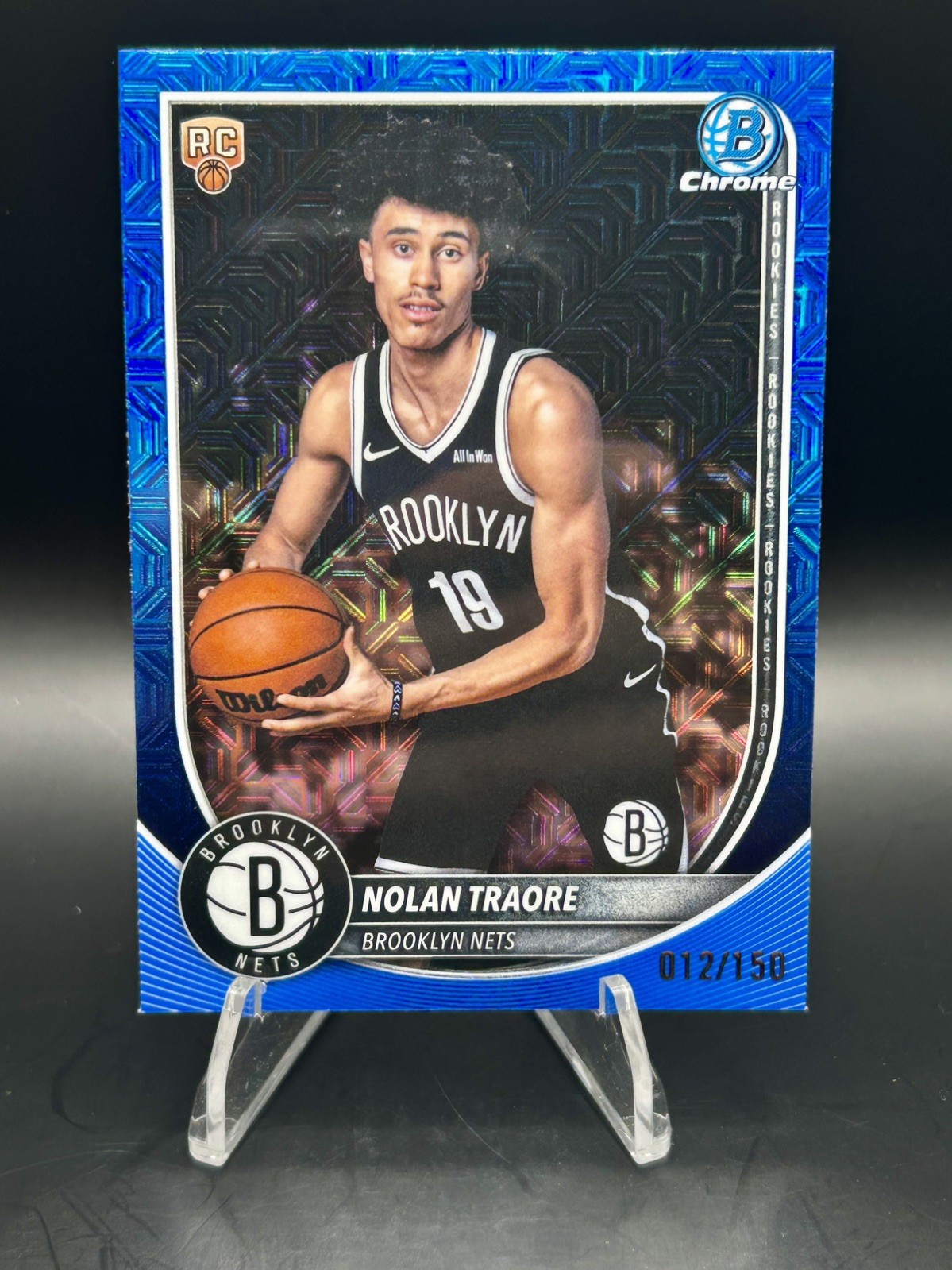 2025-26 Bowman Chrome Nolan Traore #BCV-19 Blue Refractor /150 (RC) Rookie Nets