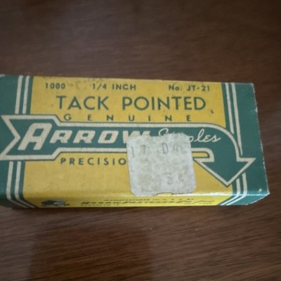 Antique Arrow JT-21 Tack Pointed Staple Gun Staples 1/4 Inch 1000 Pack