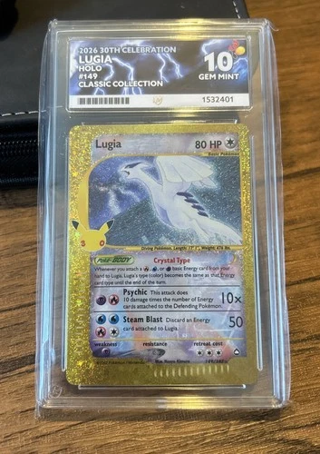 Lugia 30th Anniversary Celebrations Ace 10 Perfect Sub grades Pokemon Card