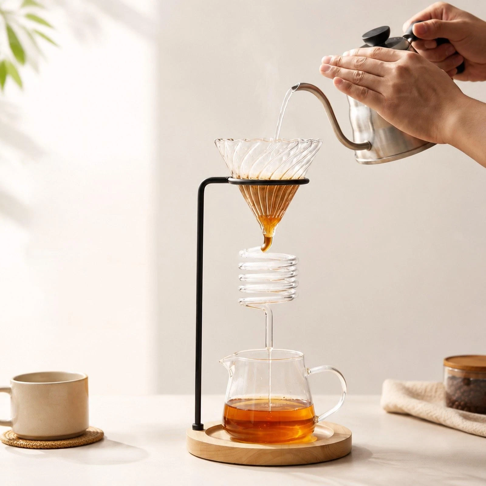 Coffee Dripper Stand with Base Multipurpose Metal Non Slip Pour over Coffee