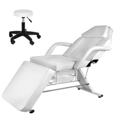 71" Adjustable Tattoo Chair 881 lbs Salon Chair Massage Chair with Stool,White