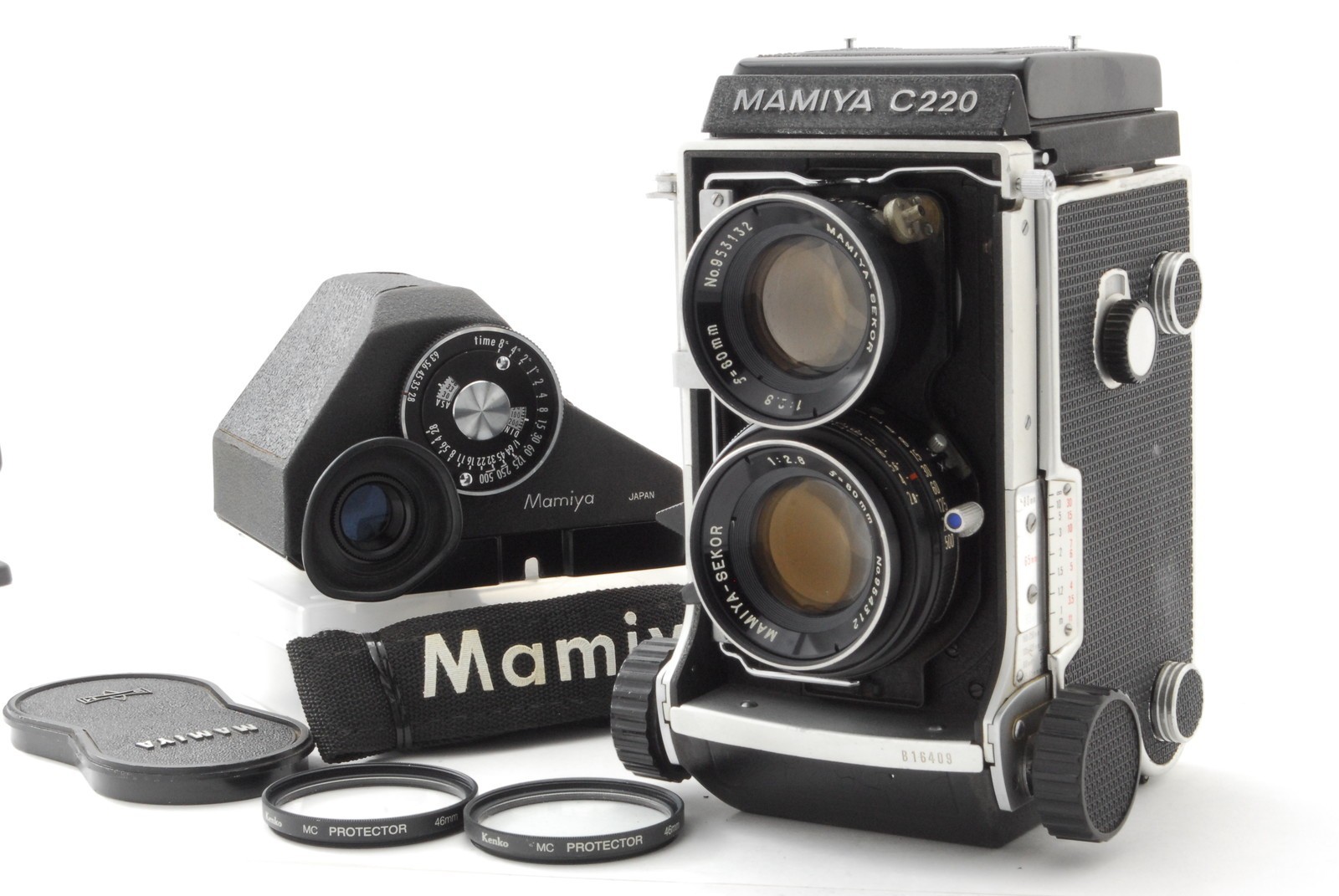 Blue Dot![N.MINT] Mamiya C220 Pro TLR 6x6 Film Camera 80mm f2.8 Lens From JAPAN