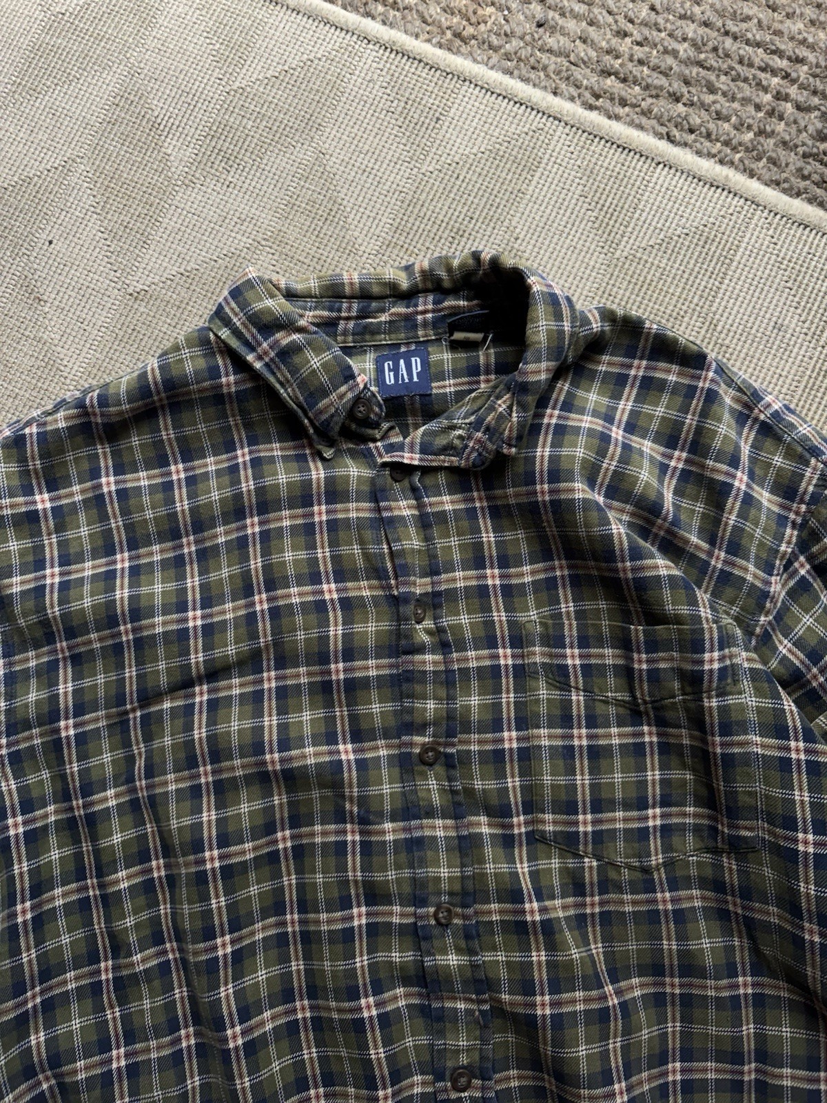 Vintage Gap Plaid Pattern Button Down Cotton Flan… - image 5