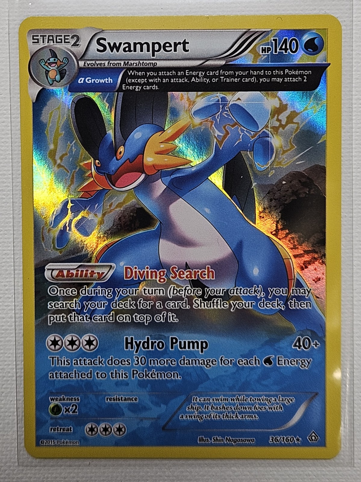 Pokémon TCG Swampert 36/160 Holo Rare Primal Clash -NM