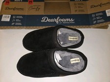 DEARFOAMS Men's Memory Foam Washable In/Outdoor Slippers - Black - Medium 9/10