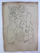 Pablo Picasso COA Art Painting Original Drawing Vintage Paper Signed