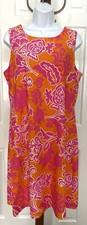 Jude Connally Beth Dress- Sleeveless Shift- XL - Orange Hot Pink Floral - Resort