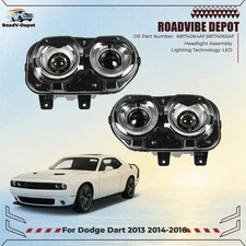 Halogen Left+Right Side Headlights For Dodge Challenger 2015-2018 Housing Black
