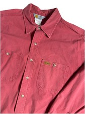 VTG Carhartt Button Up Shirt XL Rugged Outdoor Wear Salmon Long Sleeve USA 90s