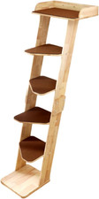 Modern 70" Tall Natural Wood 6 Level Leaning Cat Climbing Ladder Tree Tower with