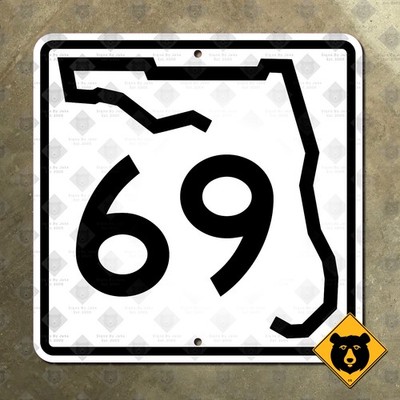 Florida State Road 69 highway route marker sign 1980 Blountstown Two Egg 16x16