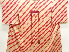 7760181: JAPANESE KIMONO / ANTIQUE HITOE JUBAN / SILK / KINSHA / DIAGONAL STRIPE