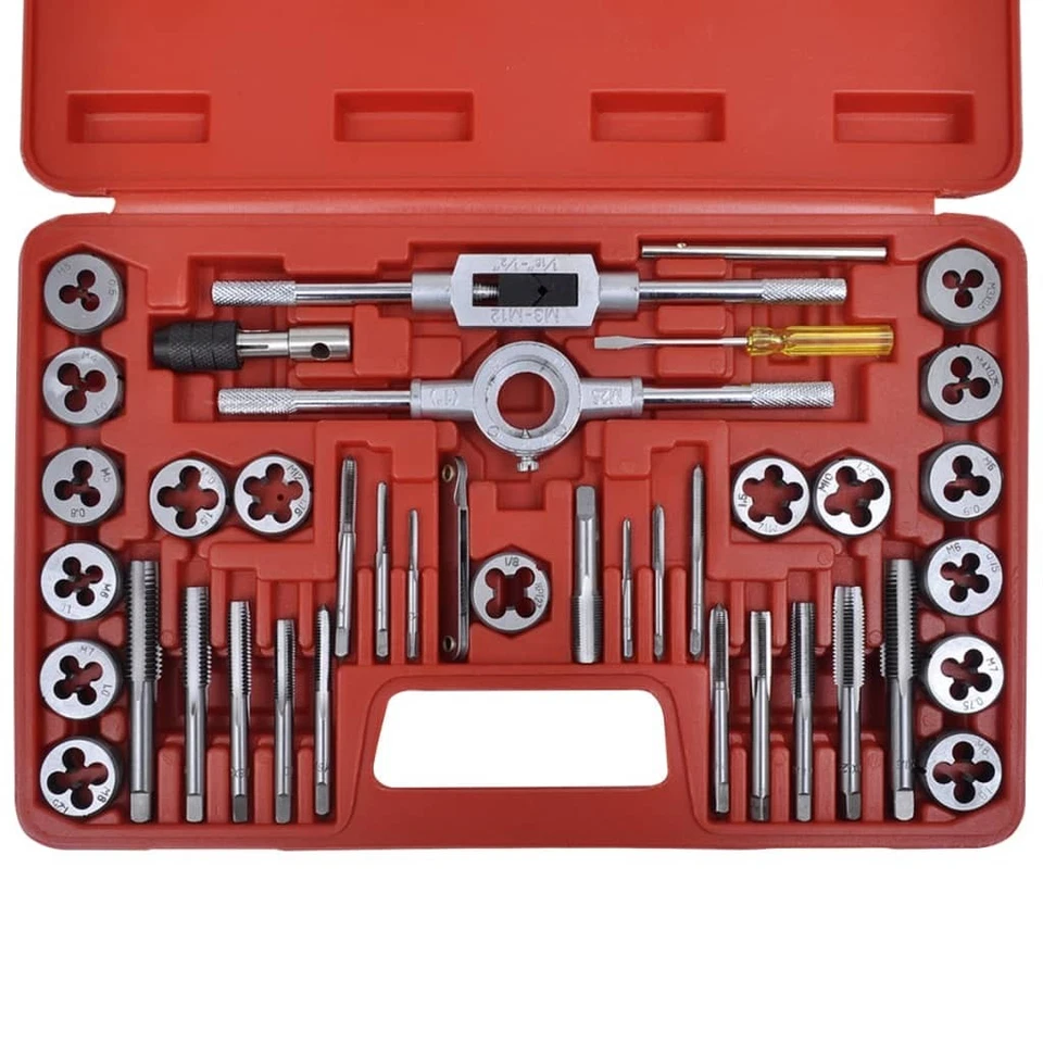 Tap and Die Set 40 Piece Hand Tool Set Threading Tool Kit Carbon Steel vidaXL - Image 3 of 4