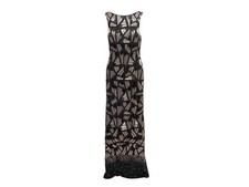 Black & Silver Alice + Olivia Bead-Embellished Evening Dress Size US 0