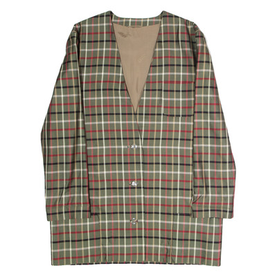 ELEGANCE PARIS Damen Mantel Grün Karo XL Outdoor Klassiker Retro
