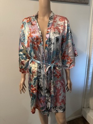 Secret Treasures Womens M(8-10) Silky  Floral Robe  Boho Multicolor.
