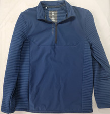 Under Armour Men's Quarter Zip Pullover Blue Long Sleeve Shirt Loose MEDIUM Golf