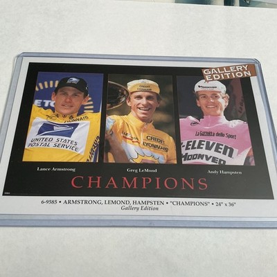 Vintage  Champs  LeMond Lance Armstrong Hampsten Promo Poster Rookie Card 4x6