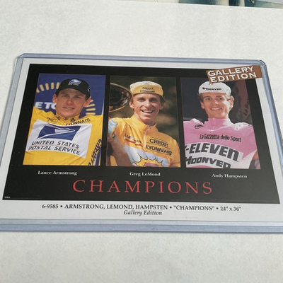 #ad Vintage “Champs” LeMond Lance Armstrong Hampsten Promo Poster Rookie Card 4x6 $9.99