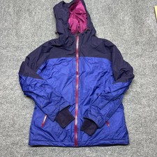 Lands' End Jacket Youth Medium 10/12 Blue Hooded Insulated Ski Winter Snow