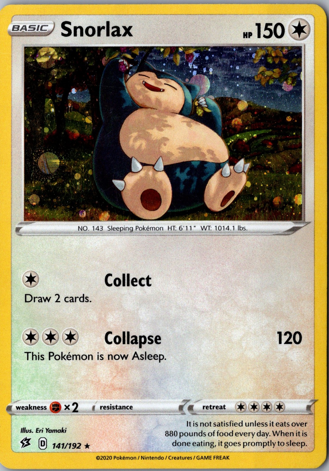 Snorlax Cosmos Holo 141/192 Promo Rebel Clash Lightly Played Pokemon Card