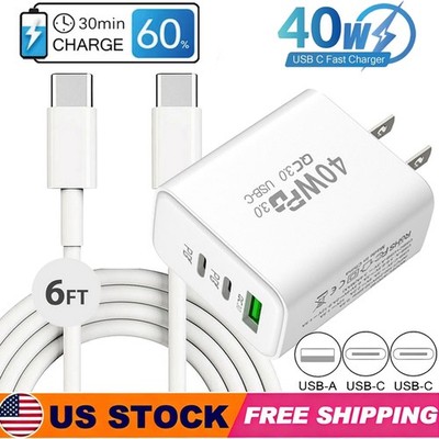Cable & Fast Charging USB-C Charger For iPhone Samsung Google Motorola Phones