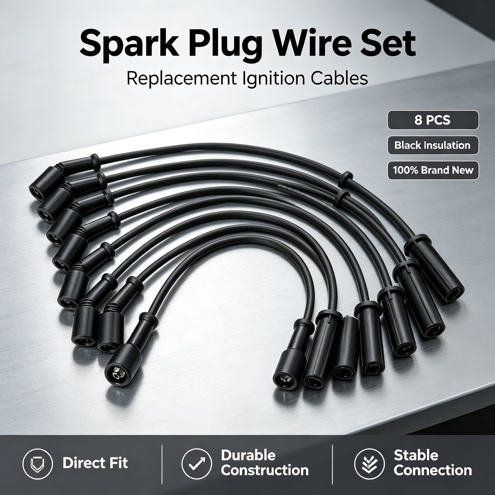 8X 41-110 Spark Plug  9748HH Wire Set For Chevrolet GMC 4.8L 5.3L 6.0L