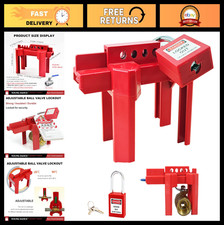Adjustable Ball Valve Lockout Device for 1/2"-2-1/2" Pipes - Red Industrial Fauc
