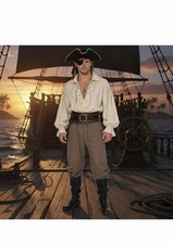 Men Cotton Vintage Pants for Renaissance Pirate Viking Medieval Costume Trouser