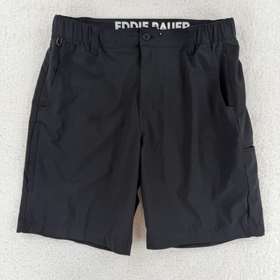 Eddie Bauer Cargo Shorts Mens Medium Black Stretch Quick Dry 9 Inseam Hiking