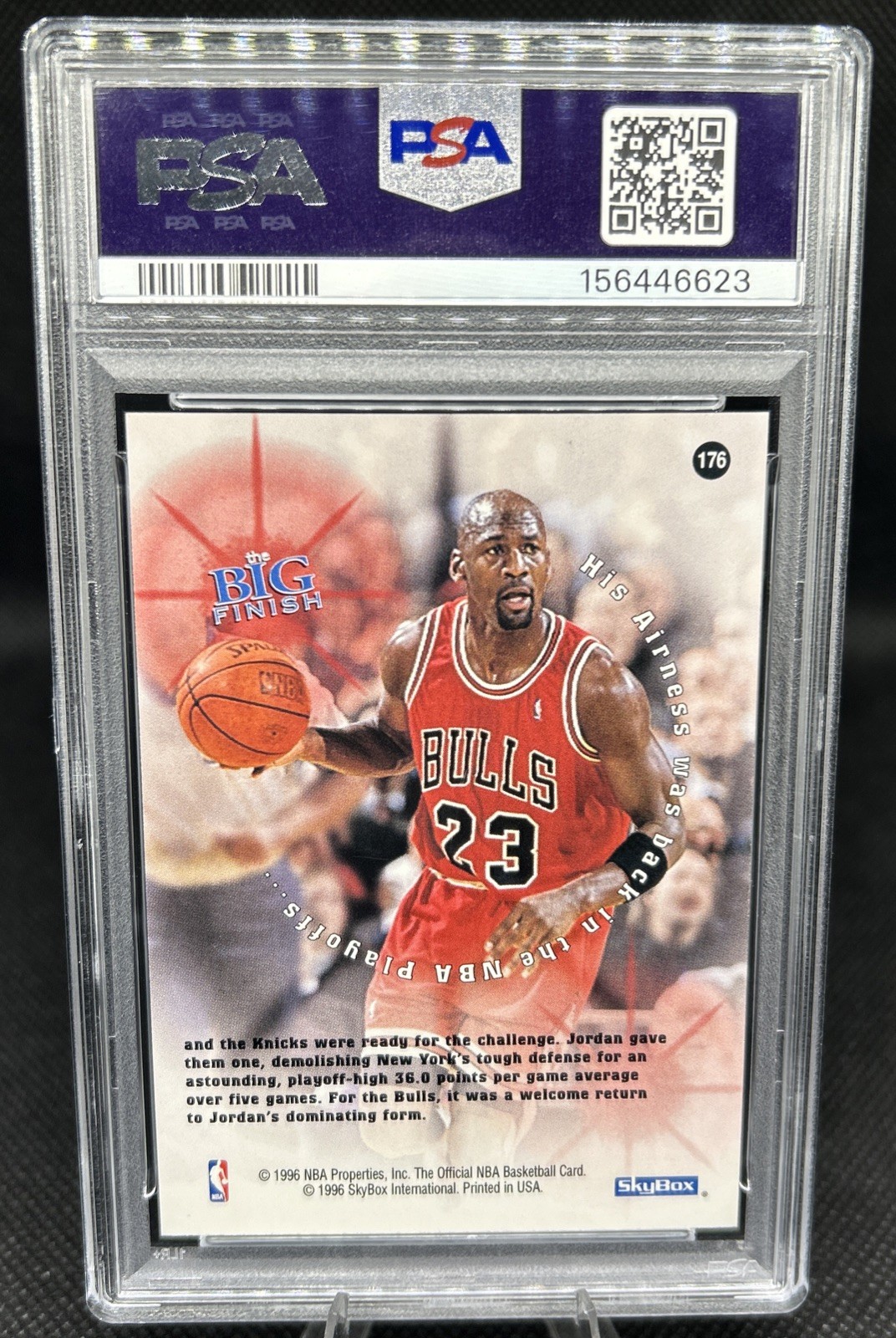 Michael Jordan 1996 Hoops PSA 10 #176 Chicago Bulls Gem Mint view 2